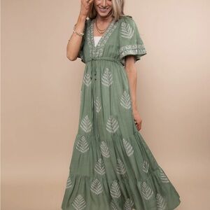 Botanical Embroidered Dress NWT